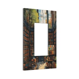 WUYOCHA Library With A Lot Of Books Single Decora Outlet Wall Plate 1 Gang Rocker Decorative Switchplate Faceplate GFCI Light Switch Covers for Home Living Decor