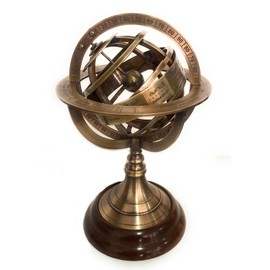 Engraved Brass Tabletop Armillary Nautical Sphere Globe