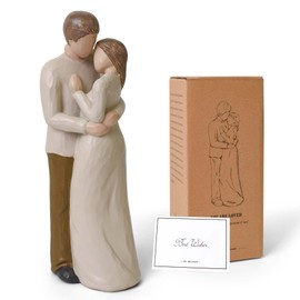 Couple Statue Wedding Gifts for Engagement, Hand-Painted Resin Protective Love Sculpture for Newlyweds, Anniversaries - Romantic Home Décor & Keepsake