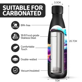 HoneyHolly Water Bottle 500 ml, BPA-Free Thermos Flask, Insulated Flask, Double-Walled, Water Bottle, Leak-Proof, 18/8 Stainless Steel, Sports Bottle for Children, for Camping, School,