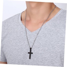 Ipetboom 6pcs Shiny Cross Pendant Necklace Durable Stainless Steel Fashion Jewelry Black Gold Silver Souvenir for Birthdays Weddings Valentine Day