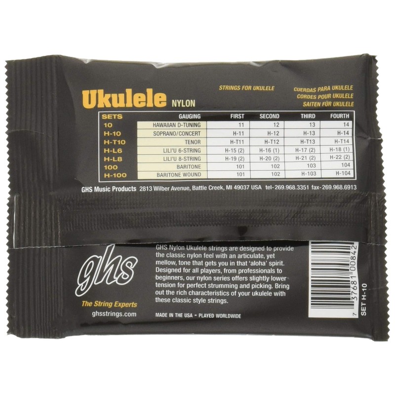 ghs Ukulele String Set H-10 (Black Nylon Strings Concert/Standard)
