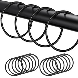 12Pack Shower Curtain Rings,Black Rustproof Shower Curtain Hooks,Metal Round Shower Ring Hooks for Bathroom,Changing Room and Anywhere Else You Need Drapery,Glide Easily on Curtain Shower Rods