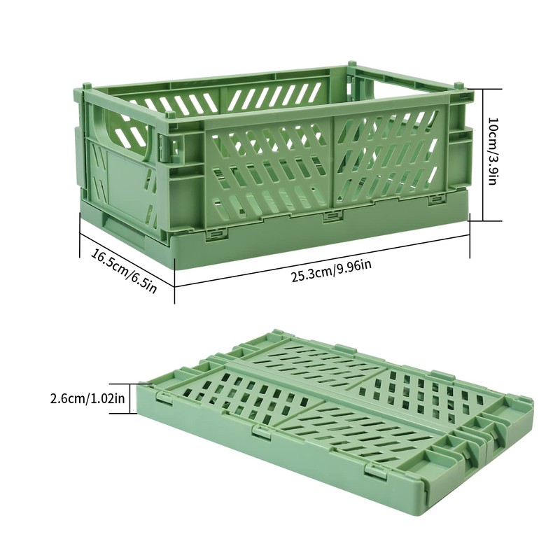 3 Pcs Plastic Folding Storage Crates, Collapsible Mini Storage Baskets,
