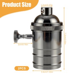 Pack of 2 Vintage E27 Lamp Holder, Edison E27 Copper Lamp Holder, Black Ceiling Socket, Lamp Base, Retro Vintage Holder for Pendant Light, Ceiling Light, Adapter Lighting Socket