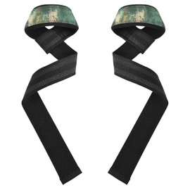 Correas de levantamiento de pesas con patrón moteado verde oscuro, 26 pulgadas, antideslizantes, par de correas de gimnasio para levantamiento de pesas, culturismo, levantamiento de potencia