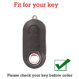 KUNIO Car Key Fob Cover Case Fit for Fiat 500 500X 500L Citroen Jumper - Protective Cover Keychain TPU Key Holder 3 Buttons C Green