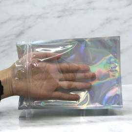 100pcs 14x20 Holographic Packaging Vinyl Bag Zipper Bag for Accessories Packaging Pack