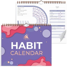 Clever Fox Habit Calendar Circle – 2-Year Inspirational Habit Tracker for Atomic Habits – Colorful Habit & Goal Planner Journal to Boost Productivity & Become Your Best Self – 10″x8″ (Lavender & Red)