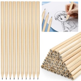 HAOMEEDUO Pack of 60 HB Wooden Pencils Natural Wood Pencils Natural 17.7 cm x 0.7 cm Wooden Pencils HB Pencil Set Wooden Pencil Graphite Pencils for Students Office School Supplies