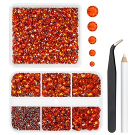qiipii 2 Boxes 3060PCS Red Zircon Crystal Resin Rhinestones for Crafting 2mm 3mm 4mm 5mm 6mm Flatback Gems Stones Red Orange Diamonds Crystals Charms for Nails Face Eyes Makeup Tumblers Bottles Crafts