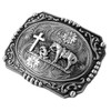 Moranse Religion Cross Cowboy And Horse Design Belt Buckles (Square