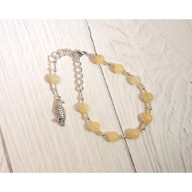 Freyja (Freya) Prayer Bead Bracelet in Honey Calcite: Norse Goddess of Love, War, Passion, and Magic