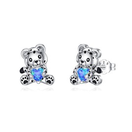 Leopard earrings 925 Sterling Silver Blue Opal Cheetah Earrings Cute Animal Stud Earrings Jewelry Gifts for Women