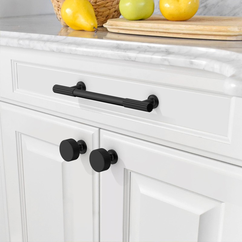 Amerdeco 10 Pack Matte Black Cabinet Knobs Single Hole Cabinet