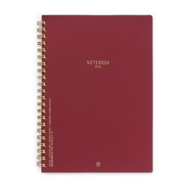 DesignWorks Ink 8.25" x 11.6" Burgundy Textured Paper Twin Wire Spiral No. 1 Notebook Journal with 160 Lined Pages for Work, Writing, Journaling