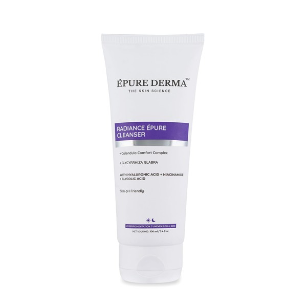 EPURE DERMA Radiance Brightening Exfoliating Cleanser with Hyaluronic Acid, Niacinamide,