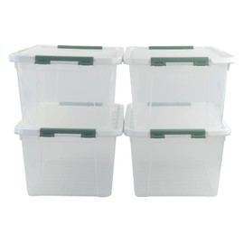 Jekiyo 32 Quart Clear Storage Boxes with Lid, 4 Packs, Multipurpose Plastic Storage Containers