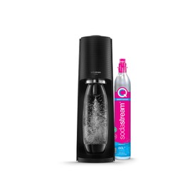 SodaStream Terra Sparkling Water Maker Machine, with 1 Litre Reusable BPA-Free Water Bottle for Carbonating & 60 Litre Quick Connect CO2 Gas Cylinder – Black