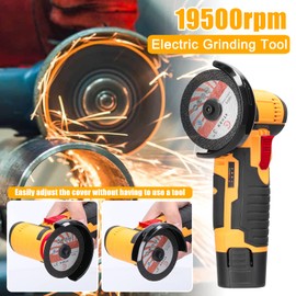 Angle Grinder, Geevorks Electric Grinding Tool 19500RPM, Mini Grinder Handheld Cutter for Cutting Polishing Ceramic Tile Wood Stone Steel, with 2 Cutting Disc/2PCS 1200mAh Battery, Yellow