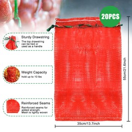 YEXEXINM 20 Pack Extra Large Mesh Storage Produce Bags Reusable Vegetable Storage Bags, 20 lbs Capacity Mesh Produce Bags Onion Storage Washable Net Bags For Potato Garlic Fruits Seafood (14” x 22”)