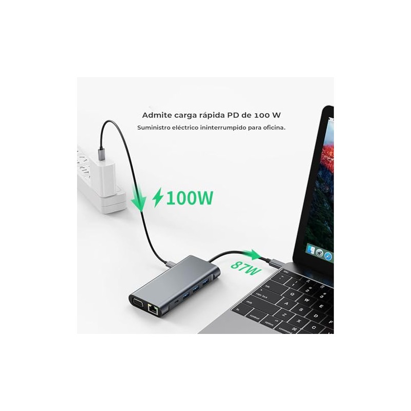 HUB USB C, 11 en 1 Adaptador Tipo C a