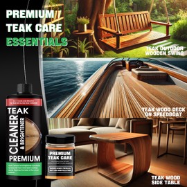 Evlisrtpk Teak Cleaner and Brightener Kit - Teak cleaner for wood outdoor furniture. Ideal for Boats, Decks, Patio & Fine Wood Furniture ｜Marine-Grade Teak Cleaner