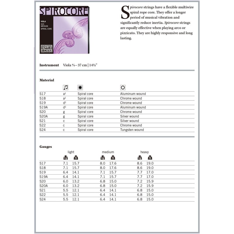 Thomastik Single String for Viola 4/4 Spirocore - D String