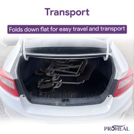 19” Aluminum Transport Wheelchairs for Adults, Foldable and Lightweight - Blue Transfer Wheel Chair for Seniors - Nylon Seat, Padded Armrests, and Swing Away Footrests