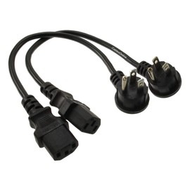 CablesOnline, 2-Pack 1ft Right-Angle NEMA 5-15P to IEC C13 Short 3-Conductor 18AWG AC Power Cable, PC-301L-2