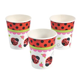 Fun Express - Little Ladybug 9oz Cups for Birthday - Party Supplies - Print Tableware - Print Cups - Birthday - 8 Pieces