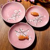 Whitenesser Japanese Ceramic Dinner Plates 7 Inch Pink Plates Set