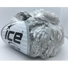 Short Eyelash Ribbon Yarn Sale - Feather Boa Style Yarn, 50 Gram (1.76 Ounces) 50 Meters (54 Yards), Silver