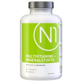 N1 Multivitamin Tablets High Dose - All Vitamins + Minerals - 365 Tablets 1 Year Supply - Dietary Supplement - Vitamin Tablets / Supplements - Vegetarian, Lactose-Free & Gluten Free