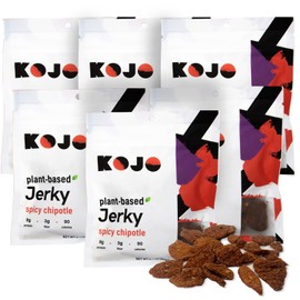 Kojo Vegan Jerky Spicy Chipotle Plant-Based Jerky - 6 Bags (2.4 oz Each) | Raveworthy Spicy Chipotle | Bold Flavor, Shamelessly Meaty | High Protein & Fiber | No Cholesterol with 9g Protein, 3g Fiber & 90 Calories