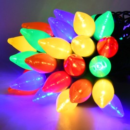 SOTOPOO C7 LED Plug in Multicolor Christmas Lights with 50 LED Multicolor Light Bulbs Perfect as Indoor Outdoor Christmas Lights for Tree Home Yard Porch Stair Decor