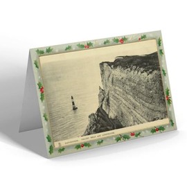 CHRISTMAS CARD - Vintage Sussex - Eastbourne. Beachy Head and Lighthouse (a)
