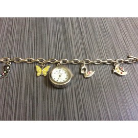 Charms Women Designer Silver Crystal Multi-Charms Bracelet Watch Size 7.5" Perfect Gift