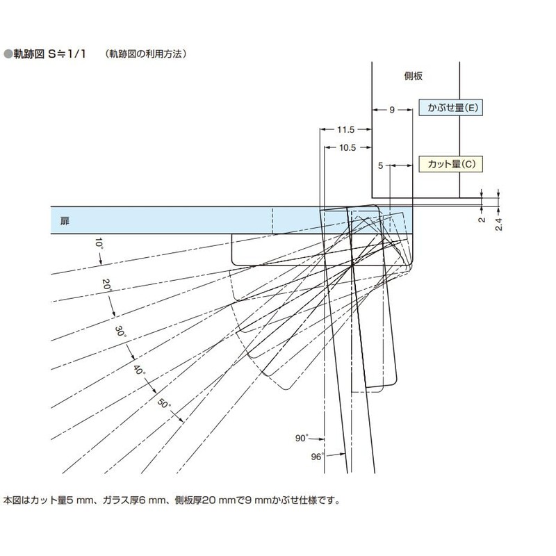 スガツネ工業 ランプ印 100シリーズ スライド丁番 GM100 ガラス扉用 GM100-32/9
