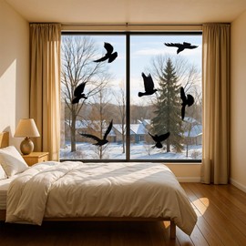 Classicseali 9 Sheets Window Stickers to Deter Birds, Black Anti Bird Strike Window Stickers, Birds Window Sticker for Preventing People and Bird Strikes on Shutter Glass Party Accessory