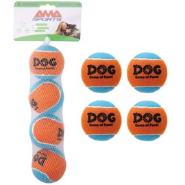 AMA SPORT Squeaky Tennis Balls for Dogs 2.5" Small Medium Dog Tennis Balls for Throwing and Fetching Dog Toys for Training, Exercise, High Bouncing 4 Pack (Orange Light Blue)