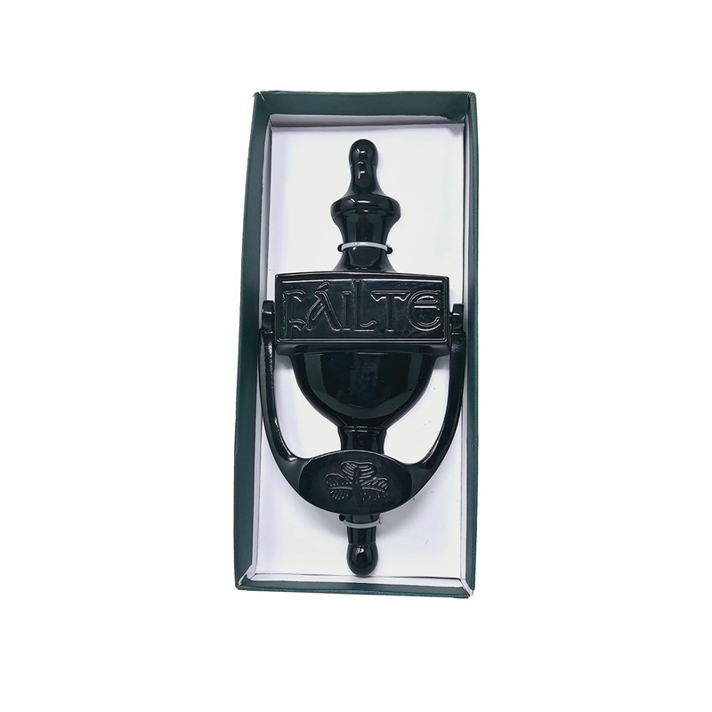 Exclusively Irish Door Knocker for Front Door Failte Shamrock Brass