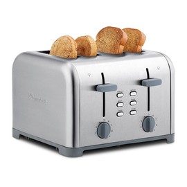 Kenmore 4-Slice Toaster Stainless Steel Dual Controls Extra Wide Slots Bagel Defrost Functions 9 Browning Levels Removable Crumb Trays for Bread Toast English Muffin Toaster Strudel