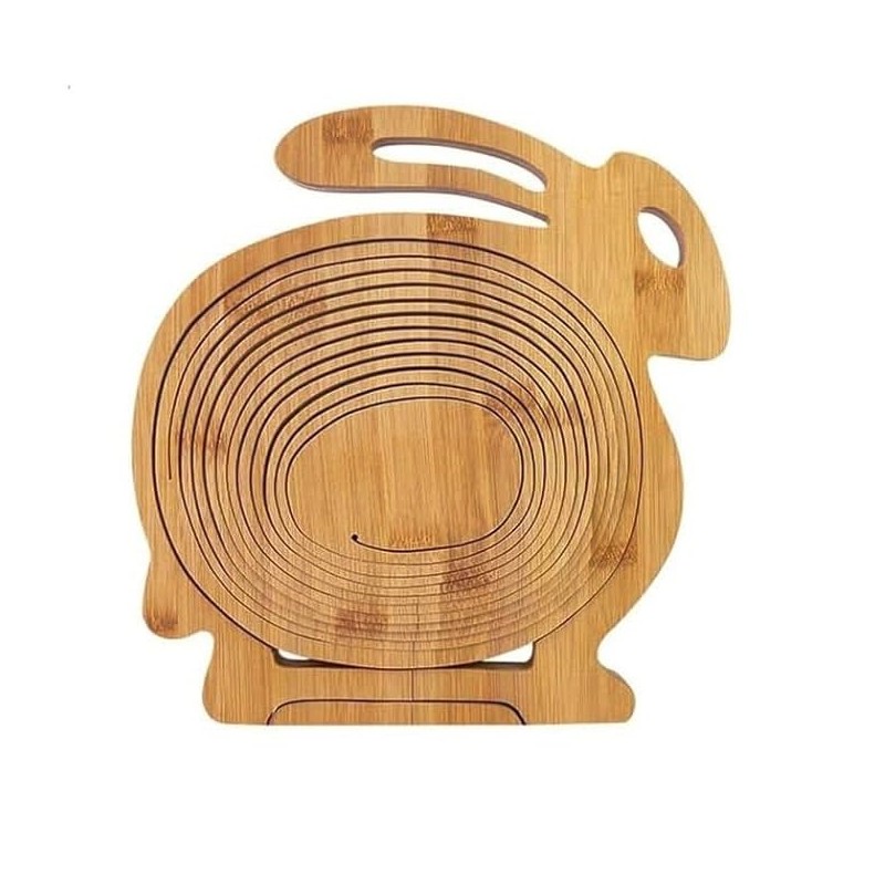 GMMH Bamboo Fruit Bowl Decorative Folding Hare Motif