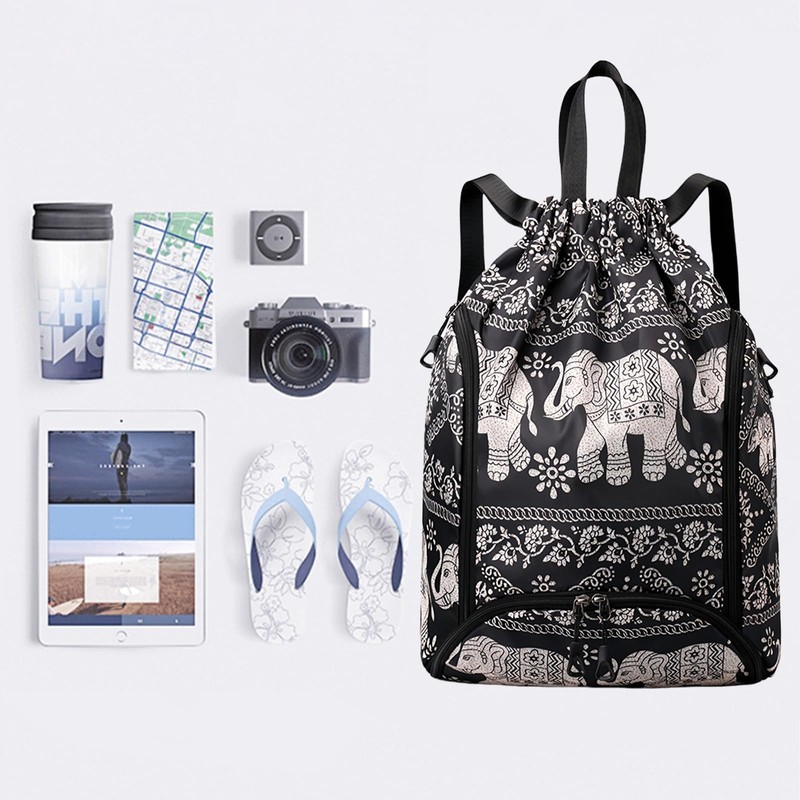 FAVORTALK Waterproof Drawstring Bag Multi- Purpose Drawstring Backpack for Beach