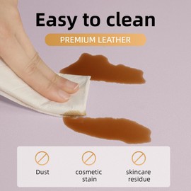 39.37"x17.7" Waterproof Makeup mat -Easy to Clean PU Leather Vanity Table Protector, Large Vanity Mat for Makeup Brushes, Jewelry, Skincare (Purple)