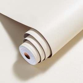 osayhome Cream Wallpaper 23.6"x394" Contact Paper Solid Matte Peel and Stick Removable Wallpaper Textured Vinyl Film Self Adhesive Wallpaper for Cabinets Waterproof