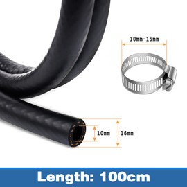 Hanibos 10mm Fuel Hose, 2/5 Inch ID Fuel Line Set 1 Meter Pipe with 6 Pcs Hose Clamps for Trucks, Cars, Tractors and Small Engines