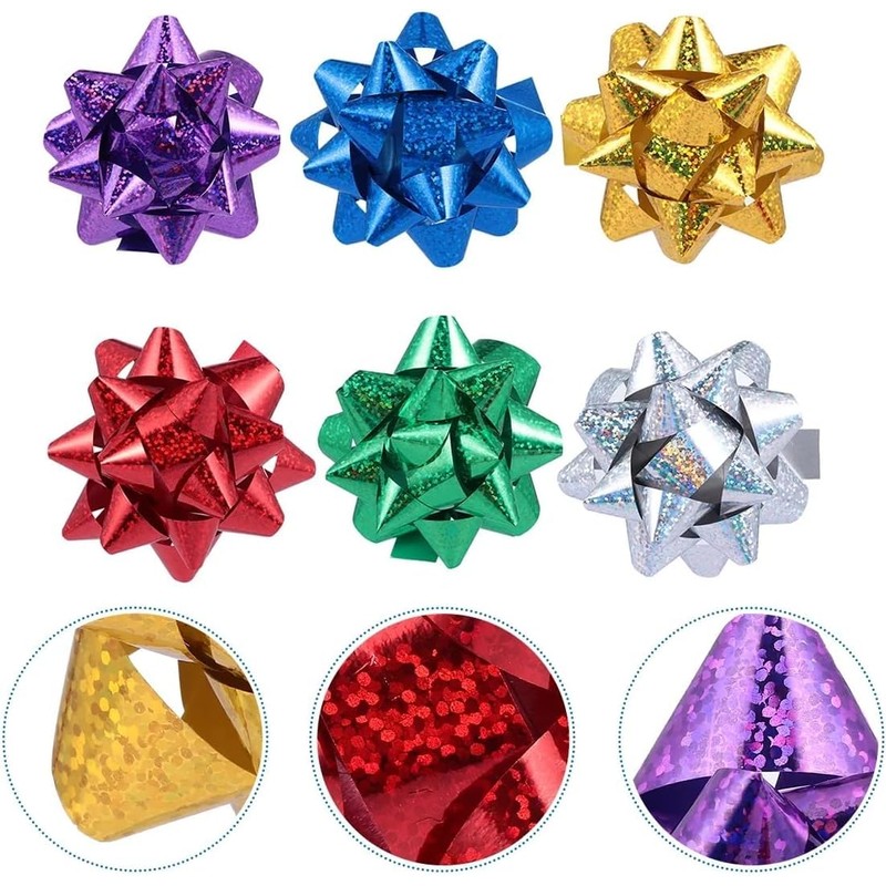 50Pcs Mini Mixed Color Christmas Gift Bows, Gift Wrapping Supplies,
