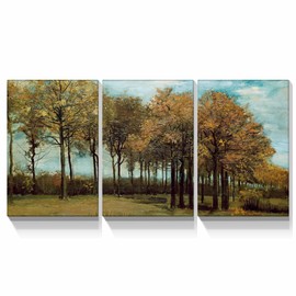 Looife Van Gogh Canvas Wall Art Decor 3 Panels 24x32 Inch Forest Painting Artwork Reproduction Picture Prints Gallery Wrapped Triptych Room Decoration Ready to Hang